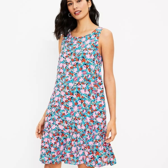 Loft Diasy Floral Tie Back Sleeveless Flounce Dress - Picture 2 of 6